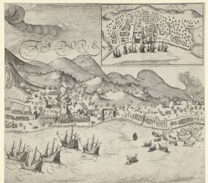 A hollandok győzelme a portugálok felett Tidore-n (jobb oldali kép), 1605