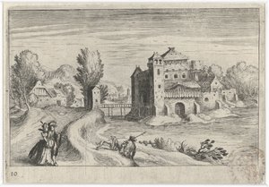 Folyói táj kastéllyal Dél-európai tájak (sorozat címe) Topographia variarum regionum (sorozat címe) alkotó: Simon Frisius
