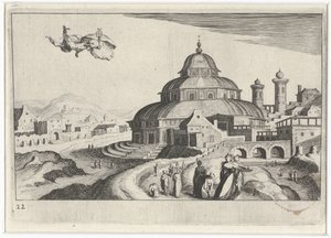 Városkép Merkúrral Dél-európai tájak (sorozat címe) Topographia variarum regionum (sorozat címe) alkotó: Simon Frisius