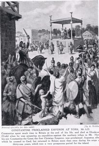 Konstantin császárrá kiáltása Yorkban, Kr. u. 306, illusztráció a "Hutchinson