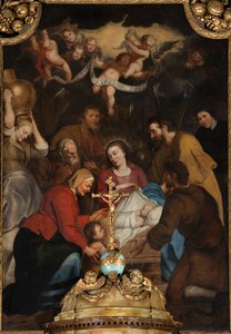 Plébániatemplom (Alsó név, Sint-Vedastu templom). Belső. A főoltár. A mágusok imádása. Simon De Paepe. 1660-1 körül