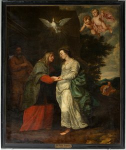 Plébániatemplom (Parochiekerk Sint-Eligius). Festmény. "Mária meglátogatja Erzsébetet". Simon De Pape. 17. század.