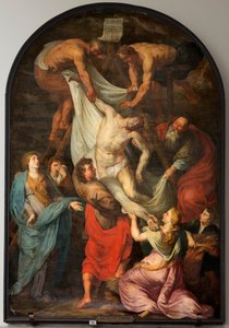 Plébániatemplom (Sint-Walburgakerk). "Kereszt leszállása" festmény. Simon De Pape. Másolás a PPRubensbe. 17. század közepe.