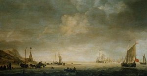 Scheveningen partja halászokkal a tengerparton