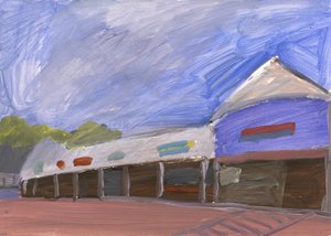 Strip Mall 4, 2023 (akril, papír) alkotó: Simon Neville