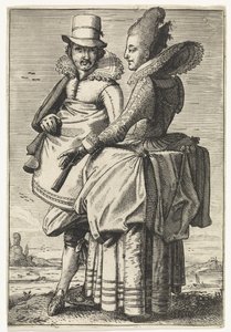 Férfi és nő az 1625 körüli divat szerint öltözve alkotó: Simon Poelenburg (attributed to)
