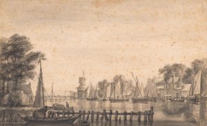 A Vecht Weespnél a „De Stinkerd” malommal alkotó: Simon de Vlieger