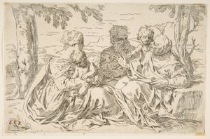Szent Család Szent Erzsébettel és Keresztelő Szent Jánossal, kb. 1639. alkotó: Simone Cantarini