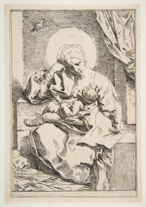 Madonna és gyermeke madárral, kb. 1635-1636. alkotó: Simone Cantarini