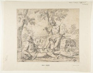Merkúr és Argus, kb.1630-1648. alkotó: Simone Cantarini