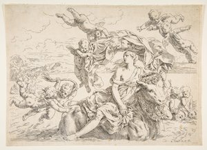 Európa megerőszakolása, kb. 1636. alkotó: Simone Cantarini