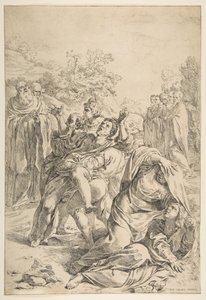 Szent Benedek ördögűz egy démont, kb. 1637-1639. alkotó: Simone Cantarini