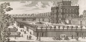 Kilátás a Palazzo Pamphili homlokzatára és kertjére Secondo Prospetto Pe... után alkotó: Simone Felice