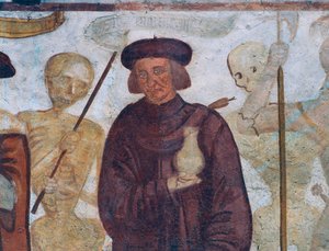 Halál a doktorral, részlet A haláltáncból alkotó: Simone II Baschenis