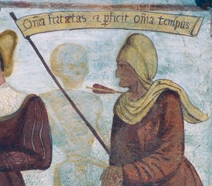 Halál az öregasszonnyal, részlet A haláltáncból alkotó: Simone II Baschenis