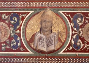 Maesta: Szent Gergely, részlet a keretből, 1315 freskó részlet az 51591-ből alkotó: Simone Martini