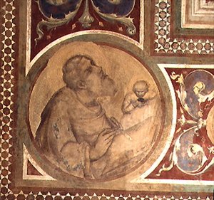 Maesta: Máté és az angyal, részlet a keretből alkotó: Simone Martini