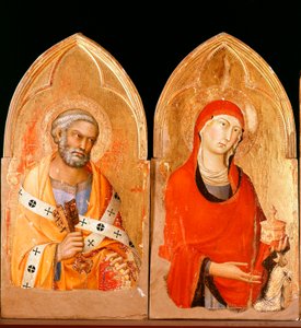 Szent Péter és Szent Mária Magdolna. Orvietói poliptichon (tempera és arany a panelen alkotó: Simone Martini