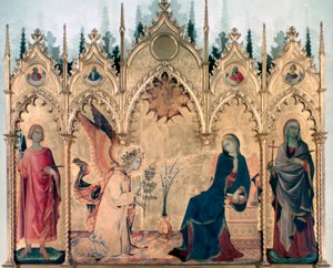 Az Angyali üdvözlet és két szent, 1333 alkotó: Simone Martini