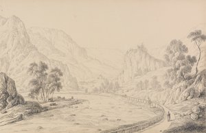 30 megtekintésből álló album Tirolban és Olaszországban: Brixen és Klausen között – Tirol, 1840. október 27. alkotó: Sir Charles D
