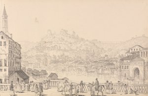 30 megtekintést tartalmazó album Tirolban és Olaszországban: Verona városa és San Pietro vára egy másik hídról, 1840. november 1.