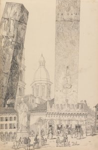 30 megtekintés albuma Tirolban és Olaszországban: Ferde tornyok, Szent Ferenc szobor, Bologna, 1840. nov. 12.