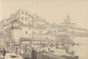 30 megtekintést tartalmazó album Tirolban és Olaszországban: A Pecori kaszinó a Lung Arno partján, Sir Charles D