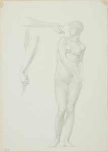 Álló női akt és vázlatok a fegyverekről alkotó: Sir Edward Burne Jones