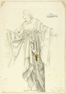 Tanulmány a "Tétlenség" alakjához - A rózsa romauntája alkotó: Sir Edward Burne Jones