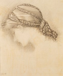 Női fej, részlet egy vázlatfüzetből, 1886. alkotó: Sir Edward Burne Jones
