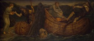 Ámor és Psyche – Palotai zöld falfestmények – Psyche, aki az érmét adja a Styx révészének, 1881.