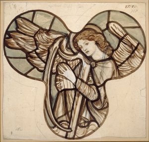 Tervezés ólomüveghez a Lyndhurst Churchben: Angyali hárfás, 1862