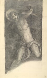 Tanulmány Tintoretto Szent Sebestyénjéről a Scuola Grande di San Roccóban, 1859 vagy 1862