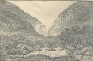 A Saltina völgye Brieg közelében a Simplon bejáratánál alkotó: Sir John Frederick William Herschel