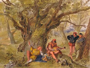 Ahogy tetszik: II. felvonás, V. jelenet. A zöldfa alatt, énekel Amiens, 1875 alkotó: Sir John Gilbert