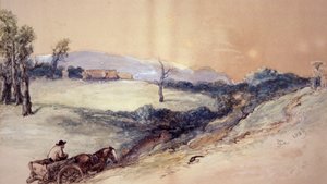 "Táj lóval és szekérrel", 1883. alkotó: Sir John Gilbert
