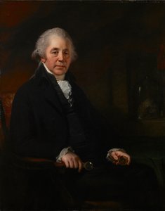 Matthew Boulton portréja, aki ásványmintát tart a kezében.