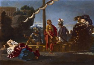 Renaud búcsúzik Armidától – a témát a La Jerusalem Liberee-ből vette át Torquato Tasso dit Le Tasse (1544-1595) – Rinaldo búcsúja Armidától, Badalocchio, Sisto (1585-kb. 1647). olajfestmény