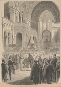 Gioacchino Rossini temetése. Felszentelés a Szentháromság-templomban, 1868. alkotó: Smeeton and Cie . Cosson