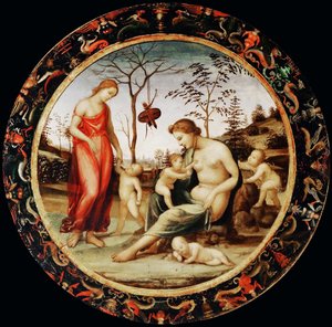 Szerelem allegóriája Venus terrestre Erosszal és Venus celeste Anterosszal és két Ámorral