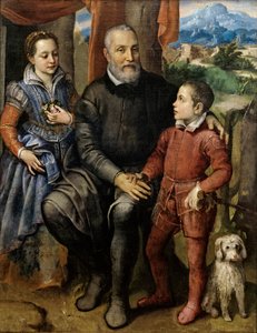 A művészek atya, Amilcare Anguissola és testvérei, Minerva és Asdrubale, 1559 körül. alkotó: Sofonisba Anguissola
