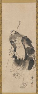 Gama Sennin kínai Hou Xiansheng és háromlábú varangya, Edo-korszak, 18. század.