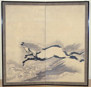 Lóugrás, japán, Edo-korszak, 18. század körül (tinta papíron) (egy pár) (lásd még: 121396)