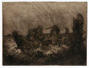 Szekér és romok alkotó: Solon H. Borglum