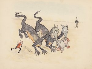 S Rosamond Praeger illusztrációja a Little Twin Dragons-hoz (színes litográfia)