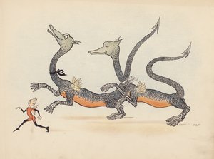 S Rosamond Praeger illusztrációja a Little Twin Dragons-hoz (színes litográfia)