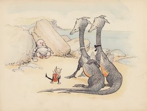 S Rosamond Praeger illusztrációja a Little Twin Dragons-hoz (színes litográfia)