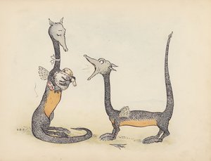S Rosamond Praeger illusztrációja a Little Twin Dragons-hoz (színes litográfia)