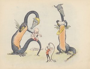 S Rosamond Praeger illusztrációja a Little Twin Dragons-hoz (színes litográfia)