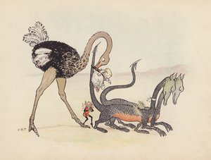 S Rosamond Praeger illusztrációja a Little Twin Dragons-hoz (színes litográfia)
